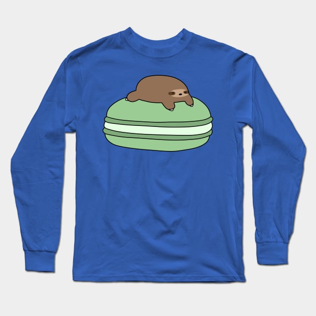 Little Sloth and Green Macaroon Long Sleeve T-Shirt by saradaboru